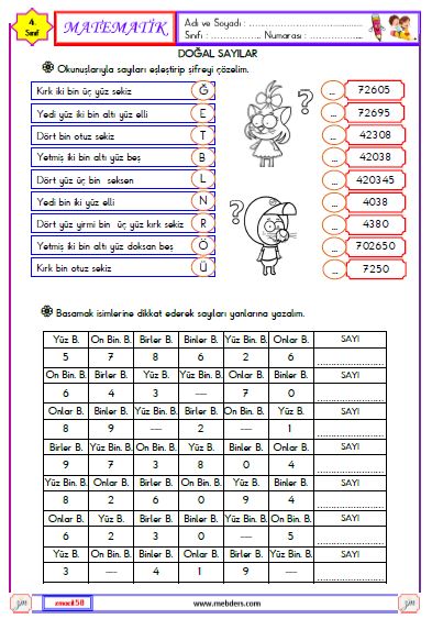 4. Sınıf Matematik Yarıyıl Tatil Etkinliği ( 27 Sayfa )